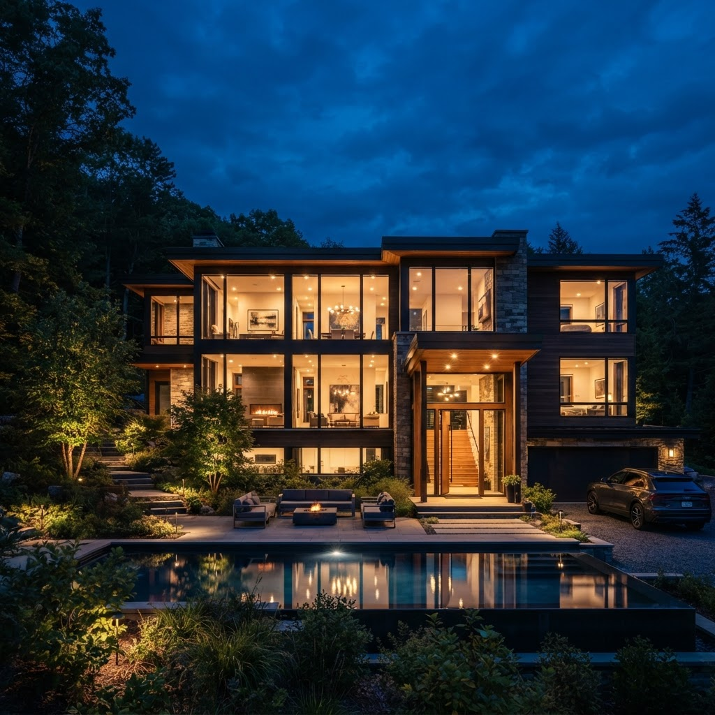 Luxury home at twilight